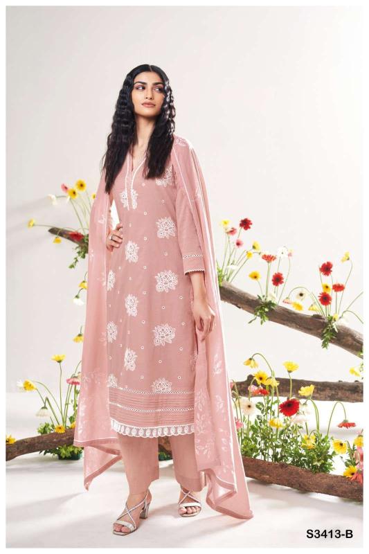 Ganga adela 3413 wholesale unstitched dress material  - wholesale export